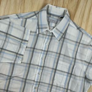 VTG 70s Wedgefield Button Shirt Disco Rockability Short Sleeve Large Thin Plaid